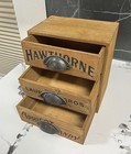 3-drawer Wood Storage Box Vintage W  Cup Pulls Brown black 10  H X 9  W X 6  D