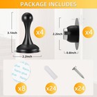 4pck Magnetic Door Stop No Drill Stainless Steel Door Holder With Adhesive Black