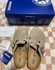 New W box  Birkenstock Boston Suede Leather Soft Footbed Clog Shoes Taupe