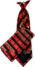 Karl Knox Boy s Clip-on Tie Hanky Set Gold Red Gold Black Polyester 8 5  Long