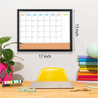 Monthly Whiteboard Calendar With Cork Board For Wall  17 x13  magnetic Dry Erase