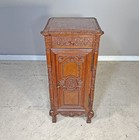 French Antique Normandy Louis Xv Nightstand Or Side Table  Oak W  Marble Top