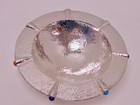 Emilia Castillo Sterling Silver Hammered Flying Saucer Bowl Dish W Stone Inlays