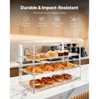 Uimoso Bakery Display Case Countertop Acrylic Holder With 3-tier Flip-up Doors