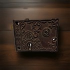      Antique Victorian Sargent Cast Iron Ornate Rim Lock Box Latch Ceramic   