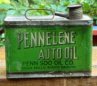 Vintage Early Rare Metal Pennelene Soo Square Motor Oil Can Gas Sioux Falls Sd