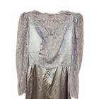 1930s 1940s Vintage Liquid Satin Lace Gown Ilgwu Union Made Bias Cut Bow Dress  