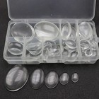 60 Pcs Mixed Size Clear Flatback Oval Glass Dome Cabochons Tile With Box