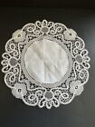 Hand Made Battenberg Lace Tatting Round Doily Table Topper 12    Ecru Grannycore