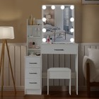 White Makeup Vanity Table Set With 10 Lights Mirror  4 Drawers Dressing Desk Usa