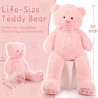 Giant Teddy Bear 5 Feet Big Pink Stuffed Animal Stuffed Bears  Valentines Teddy