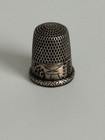 Vintage Marked Sterling Silver Thimble  10 With House And Fields Pattern