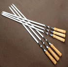 6pcs 21 65in Stainless Steel Bbq Skewers With Wooden Handle For Outdoor Cooking