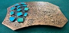 Gorgeous Huge Vtg Hammered Copper W turquoise Stones Native American Belt Buckle