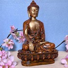 New Sitting Buddha Idol Statue Showpiece  golden Orange  For Home Decor Us