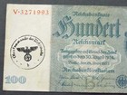 German Banknote 100 Reichsmark 1935 Swastika 3rd Ww2 Money Bill Military Stamped