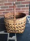 Antique Cherokee Rivercane Market Basket  Carved Handle Handmade