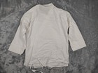 Yaobei Kimono Shirt Mens Large White Cotton Linen Wrap Tie Pocket 3 4 Sleeve
