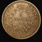 1848-a 5 Francs Silver  900 French Coin - Free Shipping Usa
