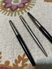 Lot Of 3 Vintage Parker Ball Point Pens Black   Silver   All Chrome