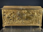 Vintage Wb Ornate  Baroque Relief Metal Casket Trinket Box Couple Antique Scene