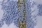 Vintage Czech White W blue Stripe  11 0 Glass Seed Beads loose Craft Jewelry 1oz