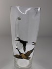 Vintage Martini Mixing Cocktail Glass Pitcher Flying Geese Goose Black Gold