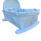 Vtg 1970 s White Wicker And Wood Babydoll Bassinet  Canopy  Furniture Easter