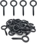 30 Pcs 2 Screw Eye Hooks Metal Zinc Plated Black Self-tapping Eyelets