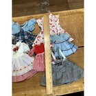 Vintage Mixed Lot 6 Doll Dresses Plaid Gingham Floral Dolls