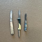 Lot Of 3 Mini Folding Pocket Knives   One Has A Pen And A Knife  