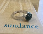 Sundance Catalog Sterling Silver Jade Oval Cabochon Textured Band Ring Size 7
