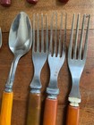 Lot Of 30 Vtg Bakelite Handle   Stainless Steel Fork   Spoon  Red  Butterscotch
