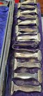 Unusual Cased Set Of 12 Silverplated Pierced Asparagus Tongs
