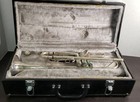 Vintage Silverplated Trumpet Late 1800   s -1920   s With Hard Case
