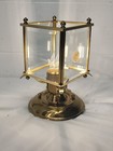 Vintage Brass Ceiling Light Fixture Square Glass Panels Flush Mount 