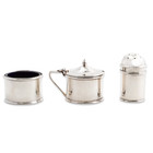 Northern Goldsmiths English Sterling Silver 3pc Condiment Set No Monogram Boxed