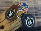 New Rare Vintage 1970 s Playboy Bunny Car Black Leather Key Chain Ring Fob Nos