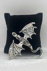 Blue Dragon Brooch Pin - Enamel   Rhinestone Silver Tone Statement Pin
