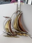2 Vintage Boat Brass Copper Sailboat Wall Hangings Mcm Decor Pair 9      11   