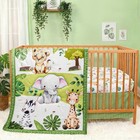 Baby Crib Bedding Set Safari Neutral Nursery Comforter Fitted Sheet Bed Skirt
