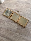 Victorian 1899 Antique Brass Tri Fold Celluloid Hanging Glass Rare Vanity Mirror