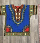Hippie Boho Gypsy Blue Dashiki Shirt Adult Shortsleeve Africanprint Cotton Sz-xl