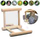 Bird Toy Cage Swing Chewing Wooden Mirror For Parrot Parakeet Cockatiel Conure