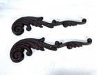 Pair Vintage Cast Iron Architectural Salvage Scrolls Victorian Acanthus Leaf