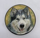 2 Vintage Ceraplat Spain Hand Made Pottery Husky Dog Malamute 3 5  Plate Coaster