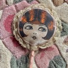 1930s Flapper Powder Puff Wand     Painted Face With Lace Trim