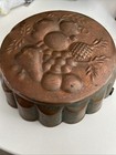 Vintage Copper Fluted Round Jello Mold  Fruit Pattern  Tin Lined 1900-49 7 3 4   