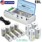 Ebl C D Size Rechargeable Batteries C D Cell 1 2v 500omah-1o000mah  Charger Lot
