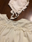 Vintage Ivory Christening Baptism Gown   Bonnet Set  Heirloom Baby Dress 0-6mos